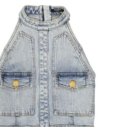 Balmain Blauwe Katoenen Casual Jurk