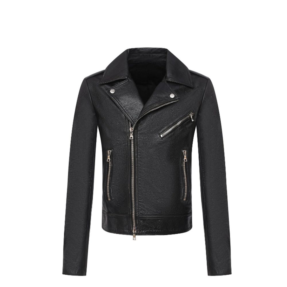 Veste de motard en cuir noir Balmain