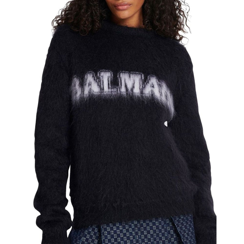 Sweatshirt Mohair Noir Balmain pour Femme