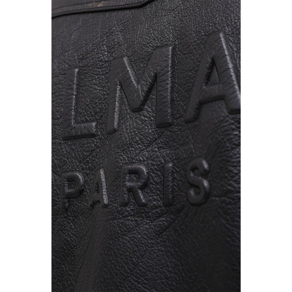 Veste de motard en cuir noir Balmain