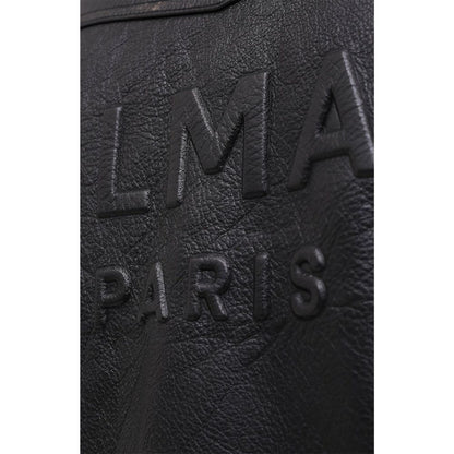 Veste de motard en cuir noir Balmain