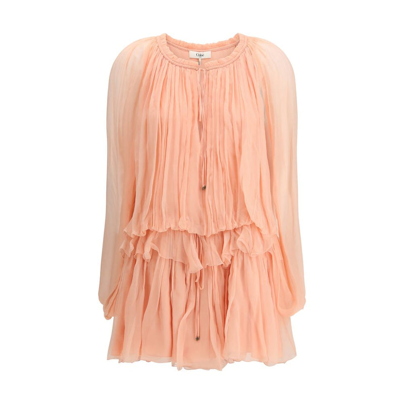 Chloé Multicolor Silk Casual Dress with Cape