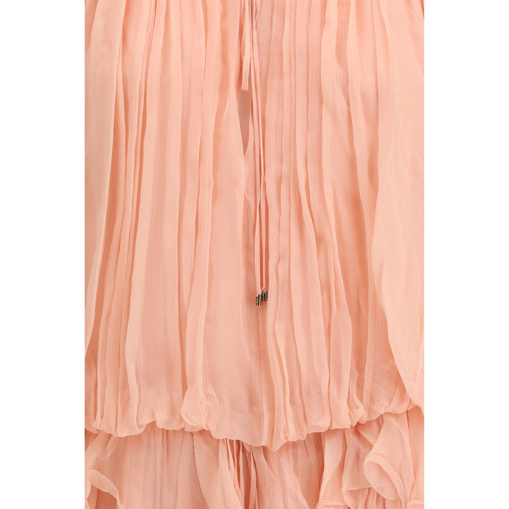 Chloé Robe Casual Multicolore en Soie avec Cape