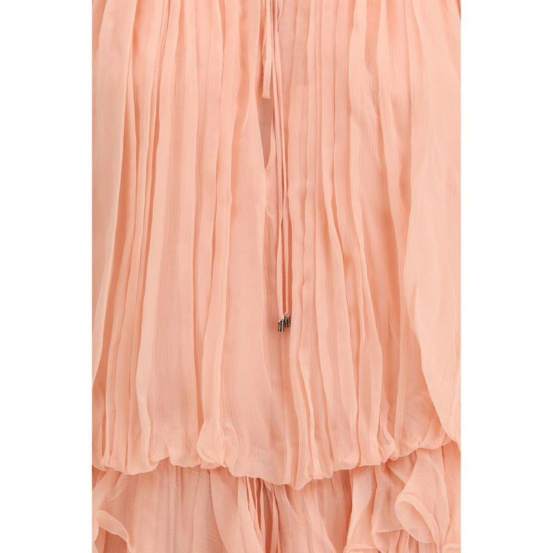 Chloé Multicolor Silk Casual Dress with Cape