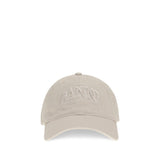 Ganni Beige Cotton Cap - Baseball Hat for Everyday Style