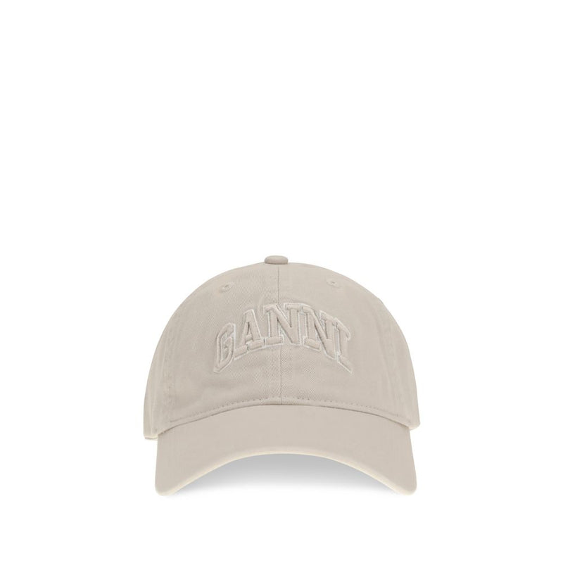 Ganni Beige Cotton Cap - Stylish Baseball Hat for Everyday Wear