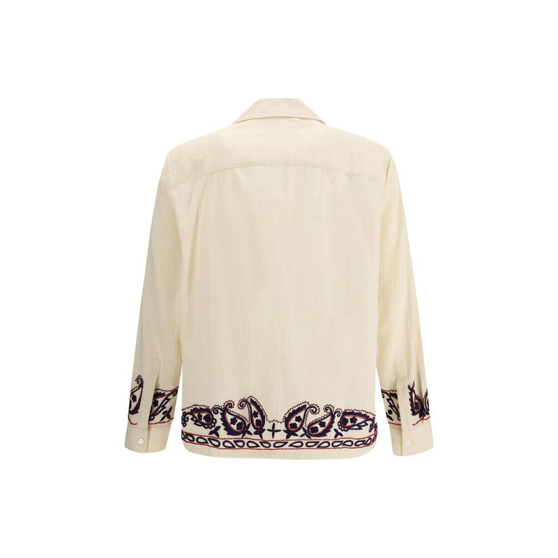 Baziszt Cream Silk Pattern Shirt - Memento Collection