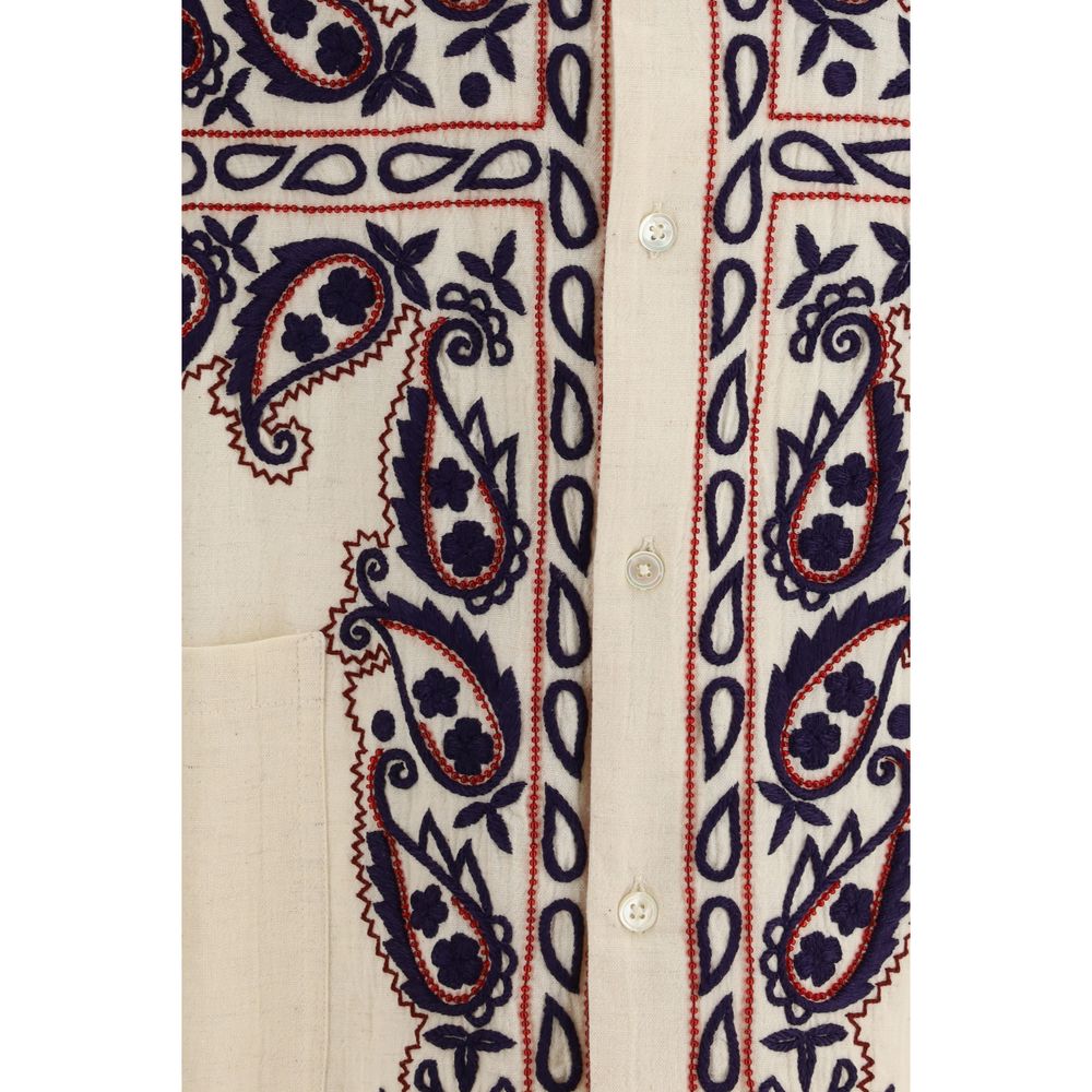 Chemise en soie crème à motifs Baziszt