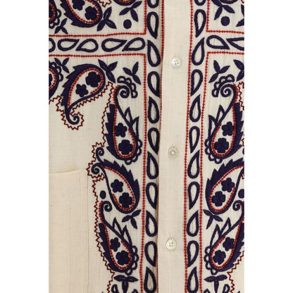 Chemise en soie crème à motifs Baziszt