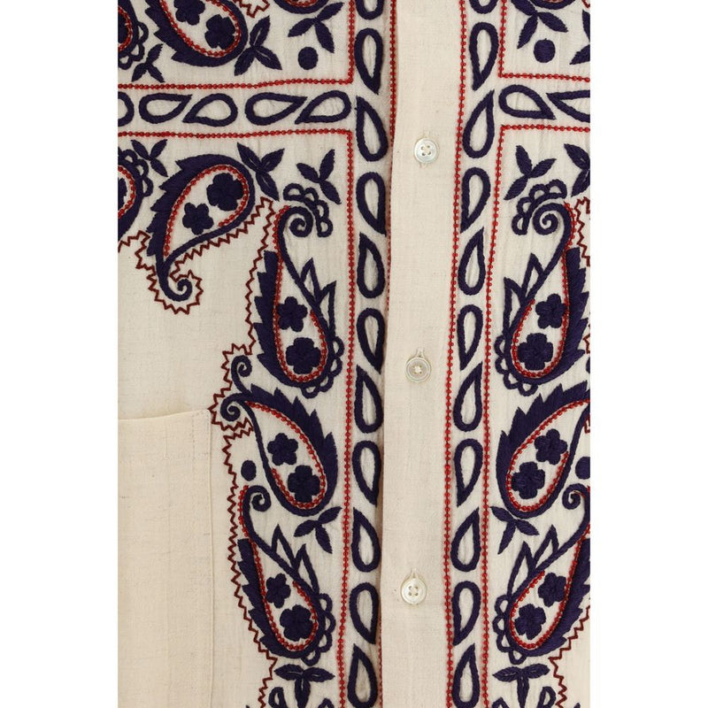 Baziszt Cream Silk Pattern Shirt - Memento Collection