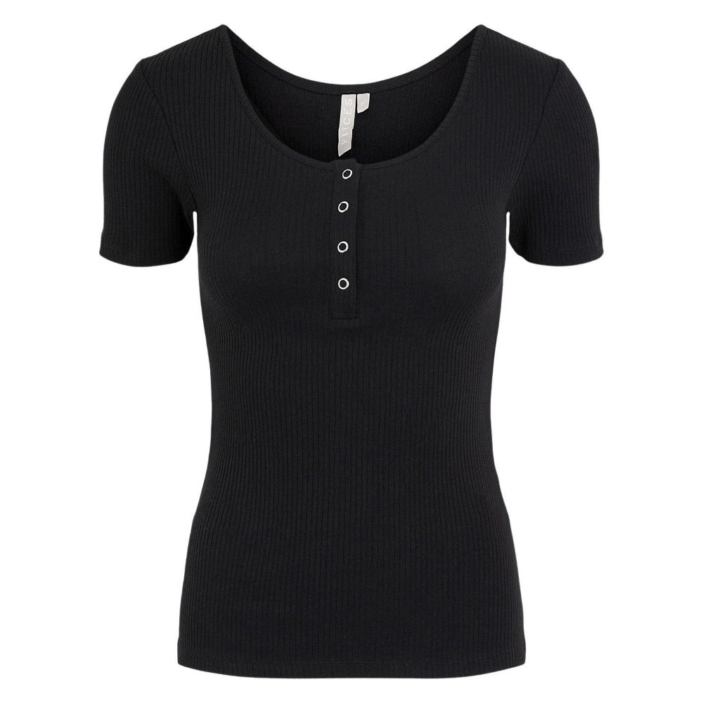 Pieces Black Cotton Top - Classic Women's T-Shirt