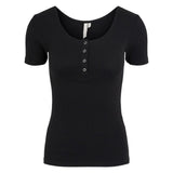Pieces Black Cotton Top - Classic Women's T-Shirt