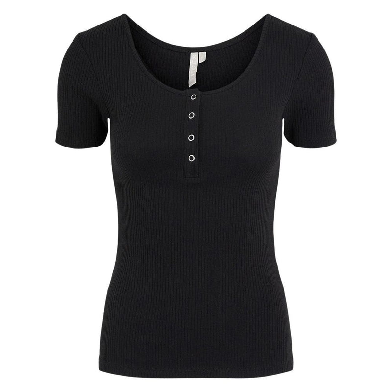 Pieces Black Cotton Top - Classic Women's T-Shirt