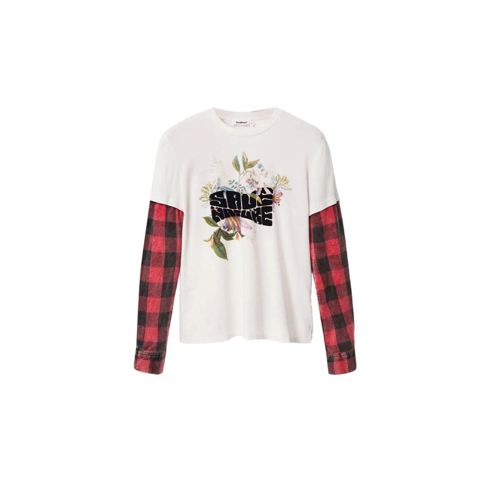 Desigual White Cotton Long Sleeve T-Shirt for Women