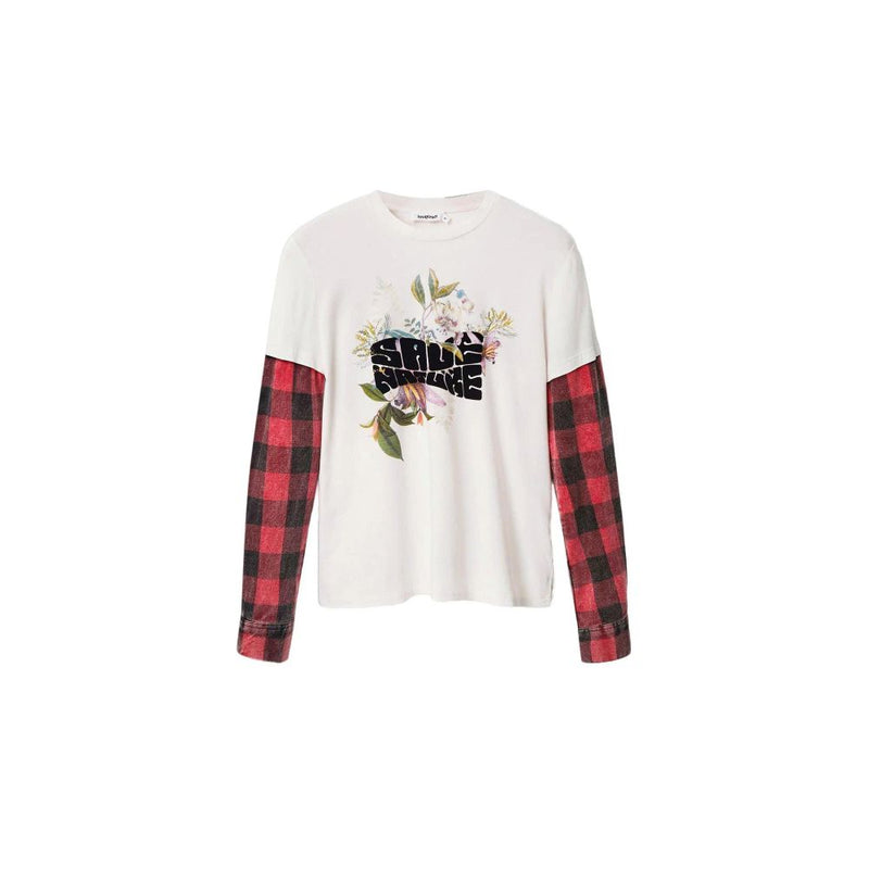 Desigual White Cotton Long Sleeve T-Shirt for Women