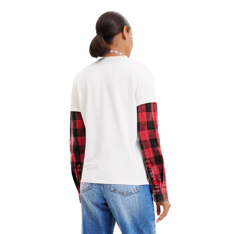 Desigual White Cotton Long Sleeve T-Shirt for Women