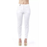 Peserico White Cotton High Waist Trousers for Women