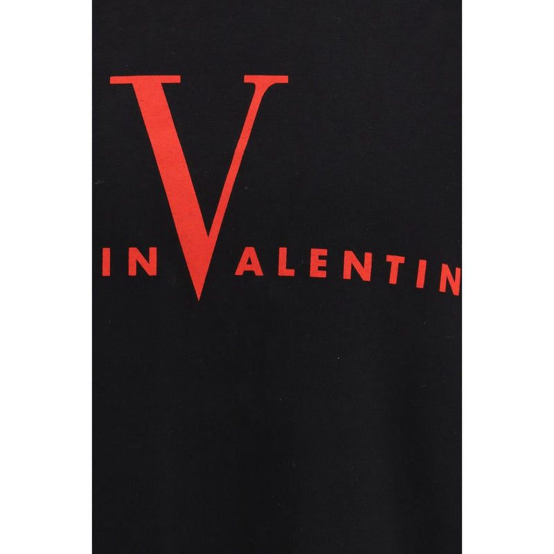 Valentino Black Cotton T-Shirt - Regular Fit with Graphic Print