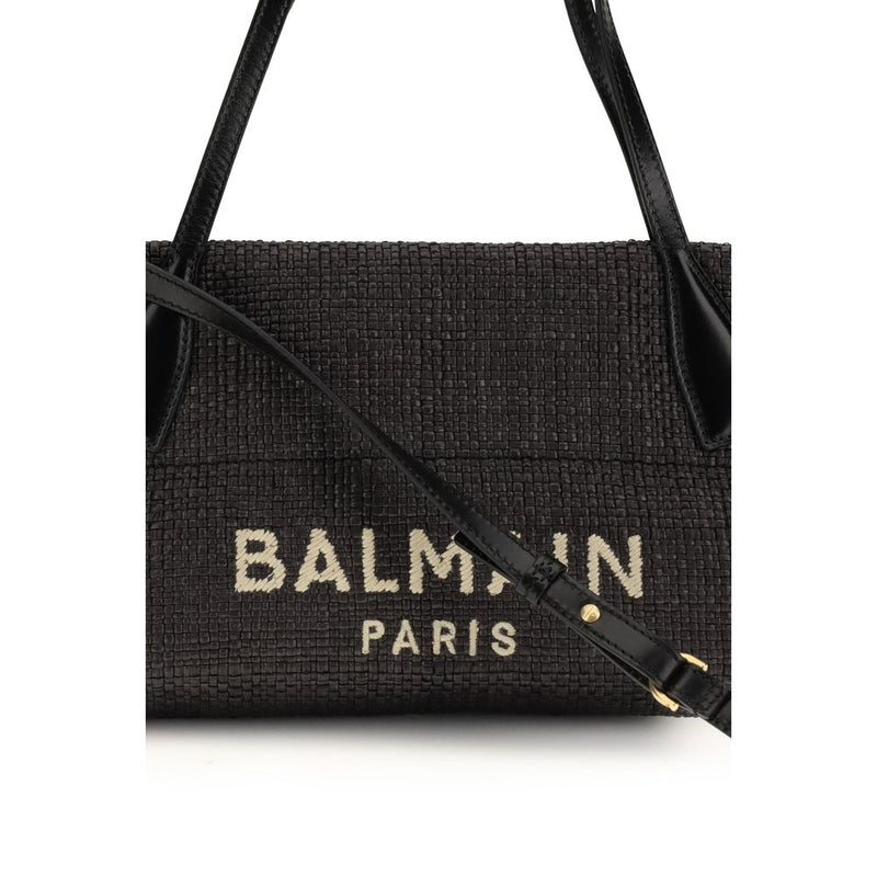 Balmain Black Raffia Shoulder Bag - Luxury and Versatility