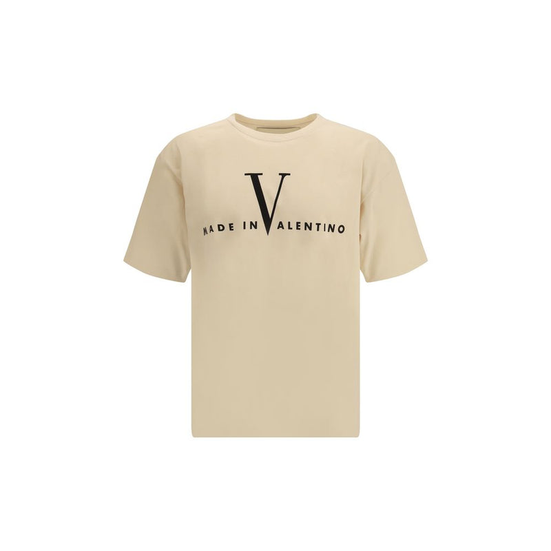 Valentino Cream Cotton T-Shirt - Regular Fit with Graphic Print