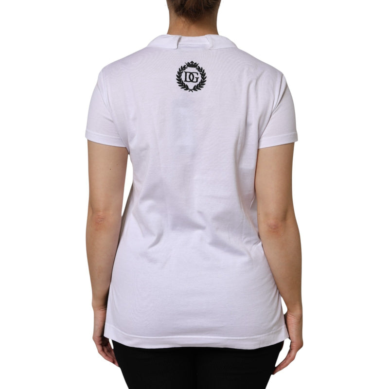Dolce & Gabbana White V-Neck Cotton Short Sleeve T-Shirt