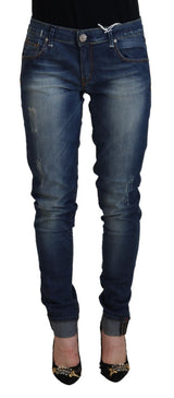 Acht Blue Washed Slim Fit Women Denim Pants Jeans