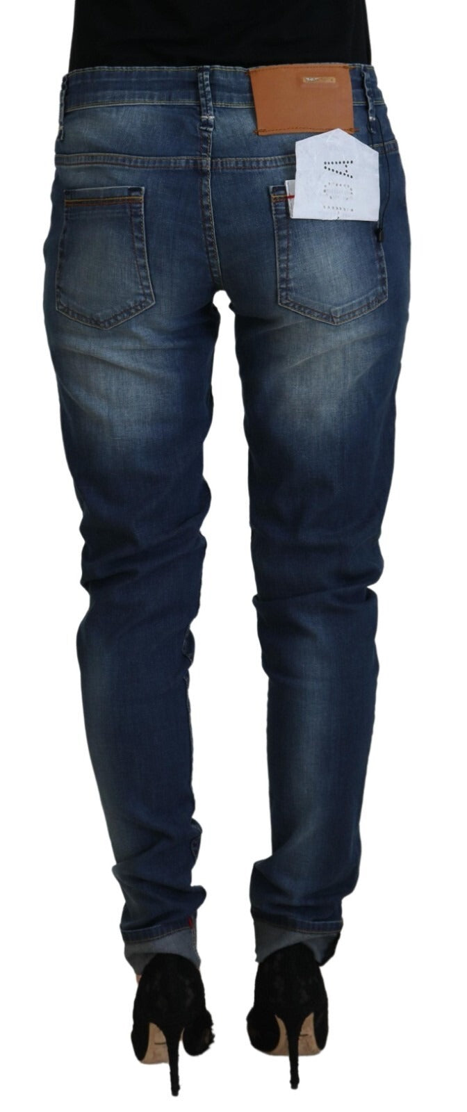 Acht Blue Washed Slim Fit Women Denim Pants Jeans