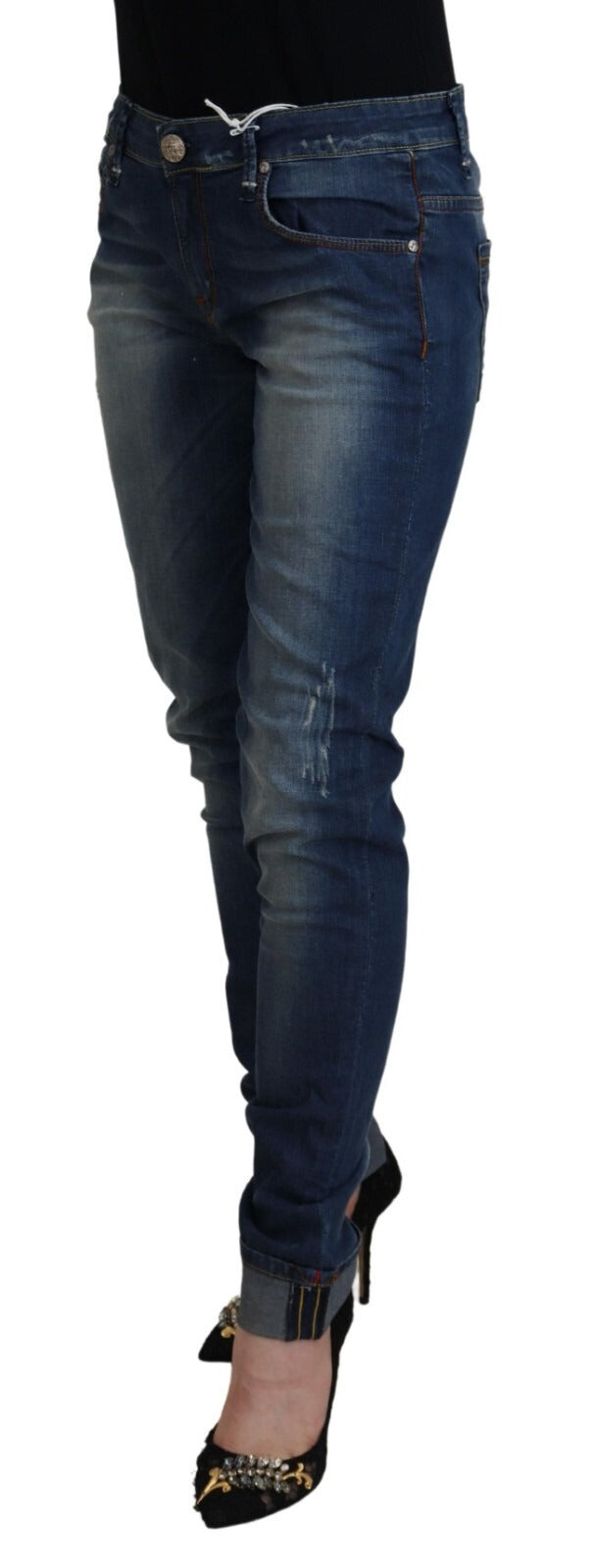 Acht Blue Washed Slim Fit Women Denim Pants Jeans