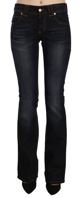 Jean en denim bleu John Galliano à taille mi-haute et coupe bootcut