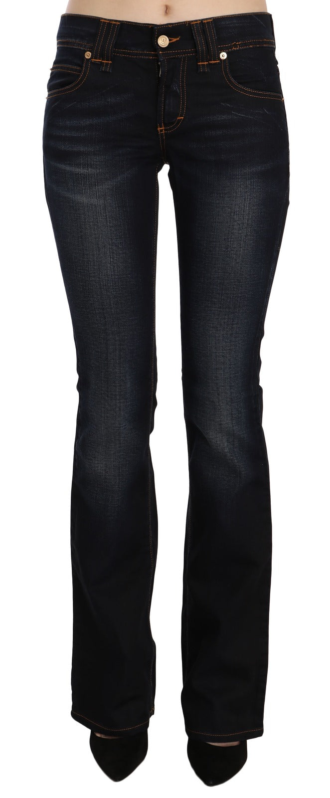 John Galliano Blue Washed Mid Waist Boot Cut Denim Jeans