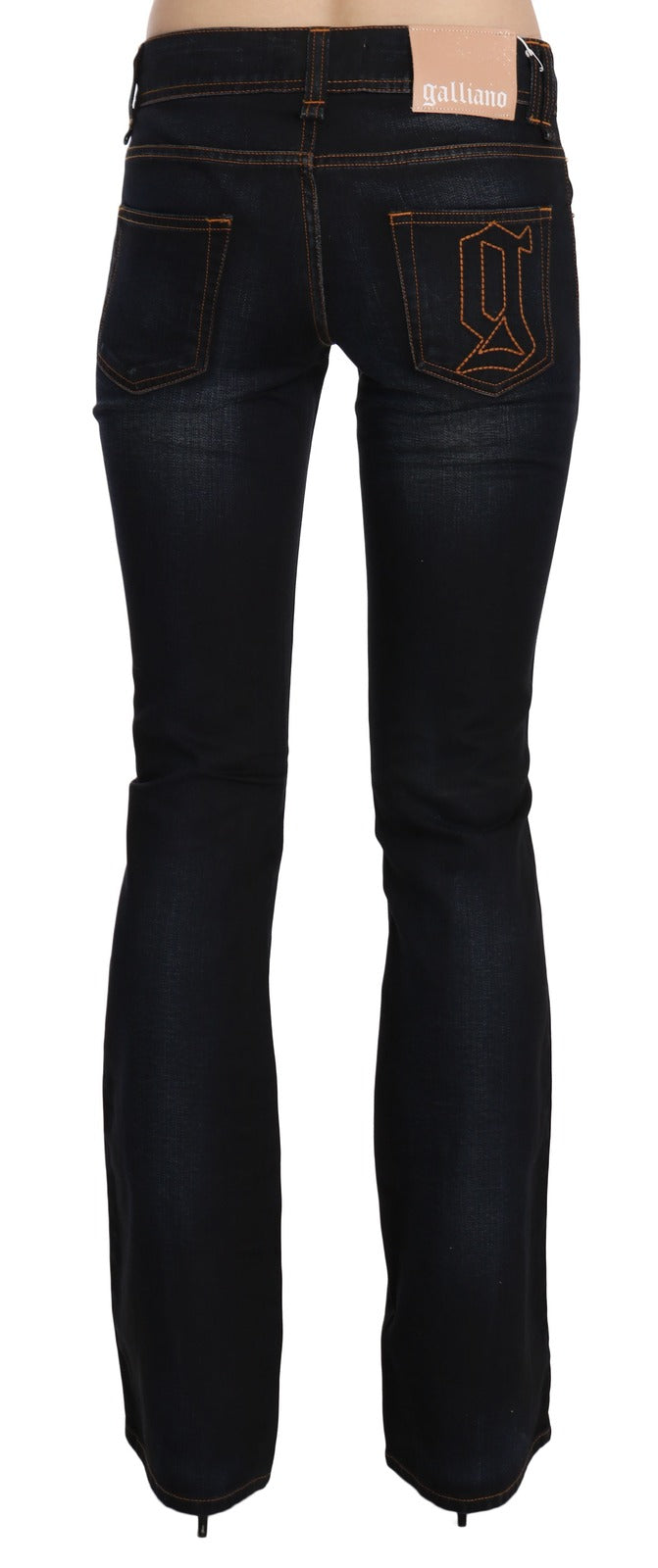 Jean en denim bleu John Galliano à taille mi-haute et coupe bootcut