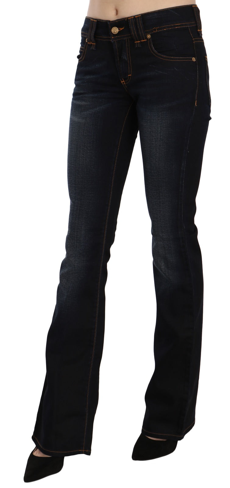 John Galliano Blue Washed Mid Waist Boot Cut Denim Jeans