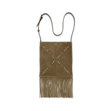 Sac à épaule en cuir suédé beige Valentino Garavani Nellcôte