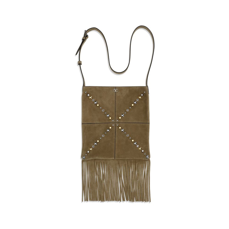 Valentino Garavani beige suède leren schoudertas