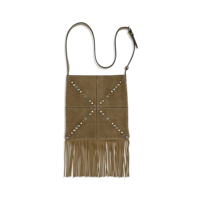 Valentino Garavani beige suède leren schoudertas