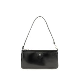 Sac à épaule en cuir noir Courrèges