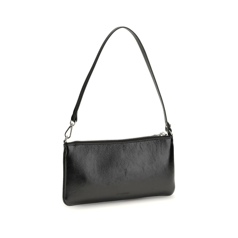 Sac à épaule en cuir noir Courrèges