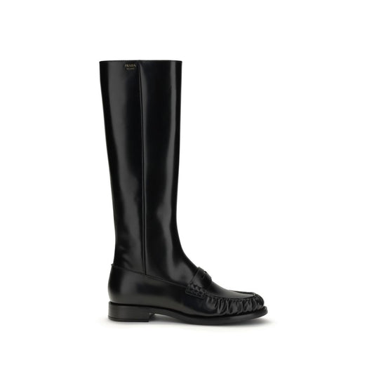 Bottes plates Prada Bos Taurus en cuir de veau noir