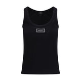 Versace Black Cotton Tank Top with Vintage Logo