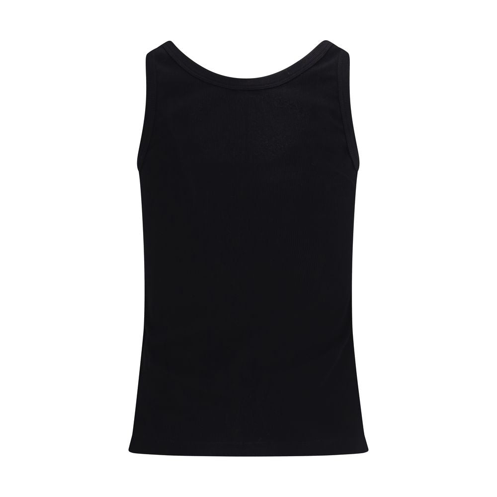 Versace Black Cotton Tank Top with Vintage Logo