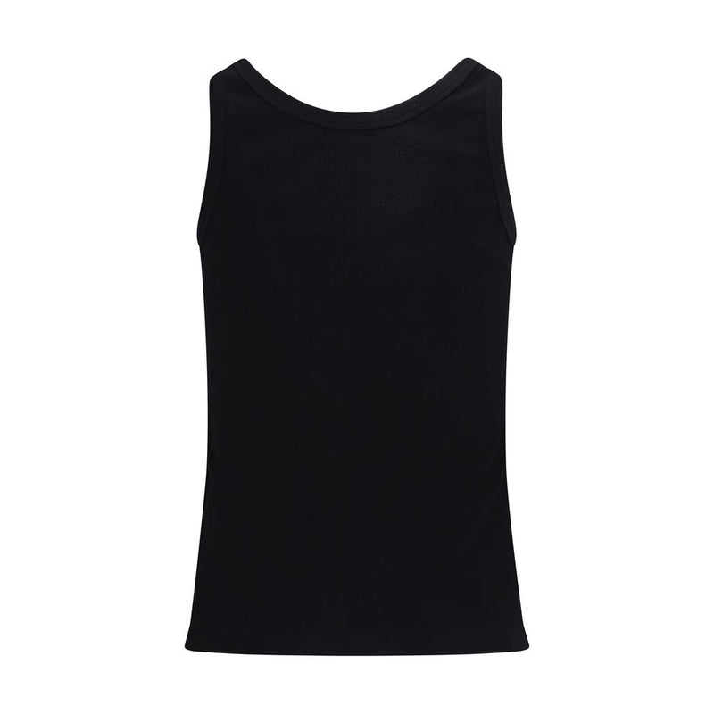 Versace Black Cotton Tank Top with Vintage Logo