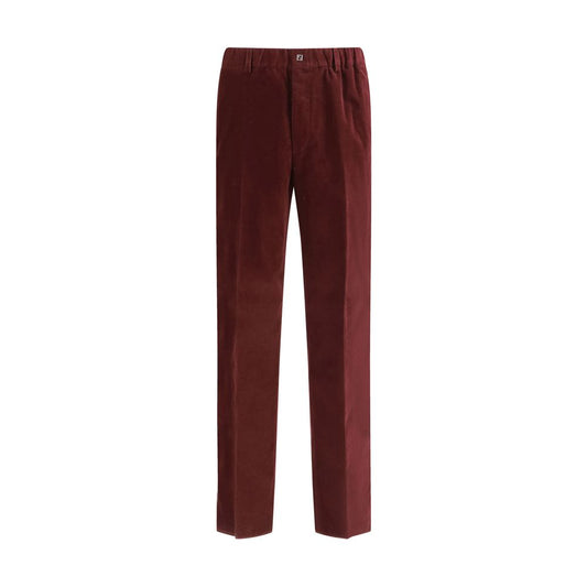 Pantalon décontracté en coton bordeaux Fendi