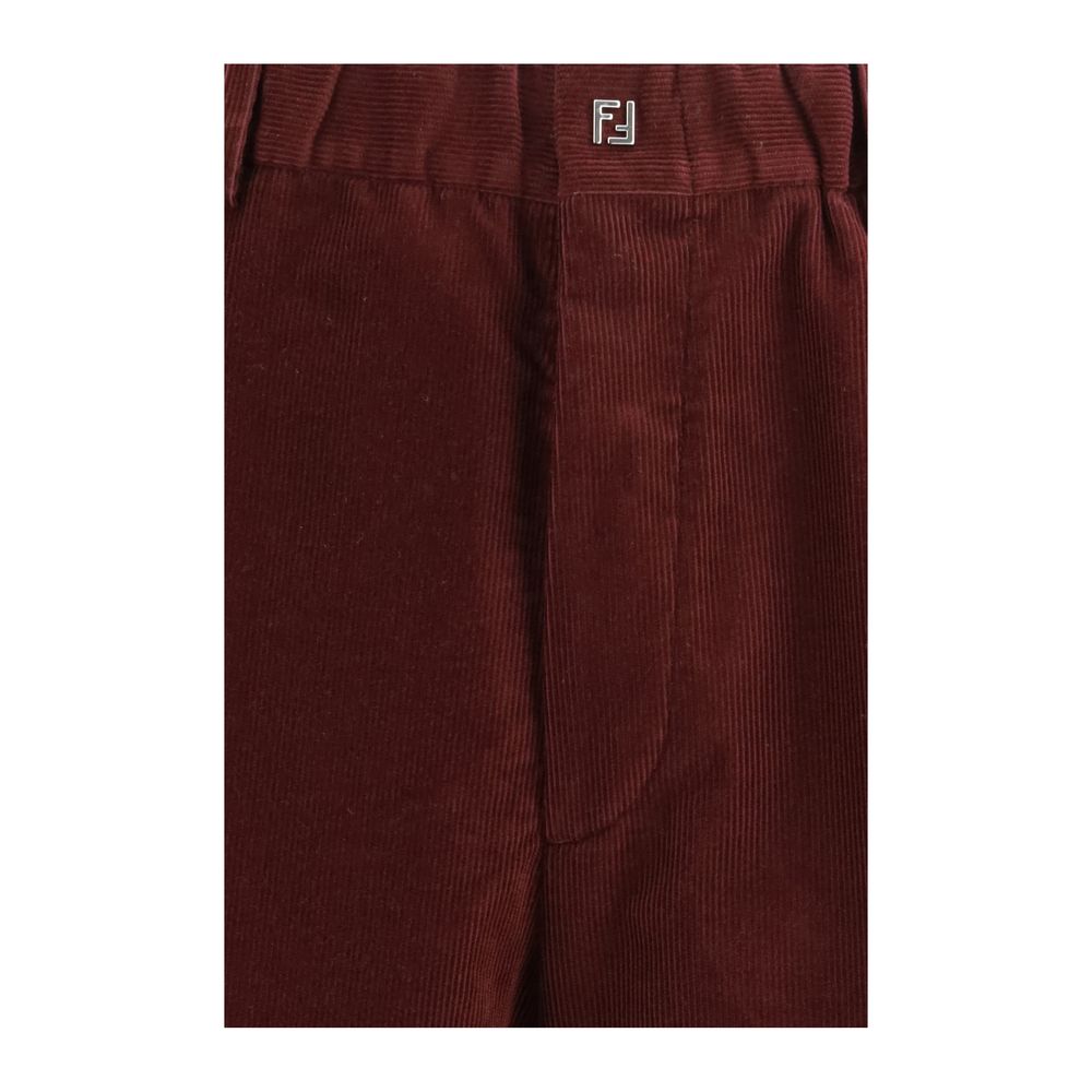 Pantalon décontracté en coton bordeaux Fendi