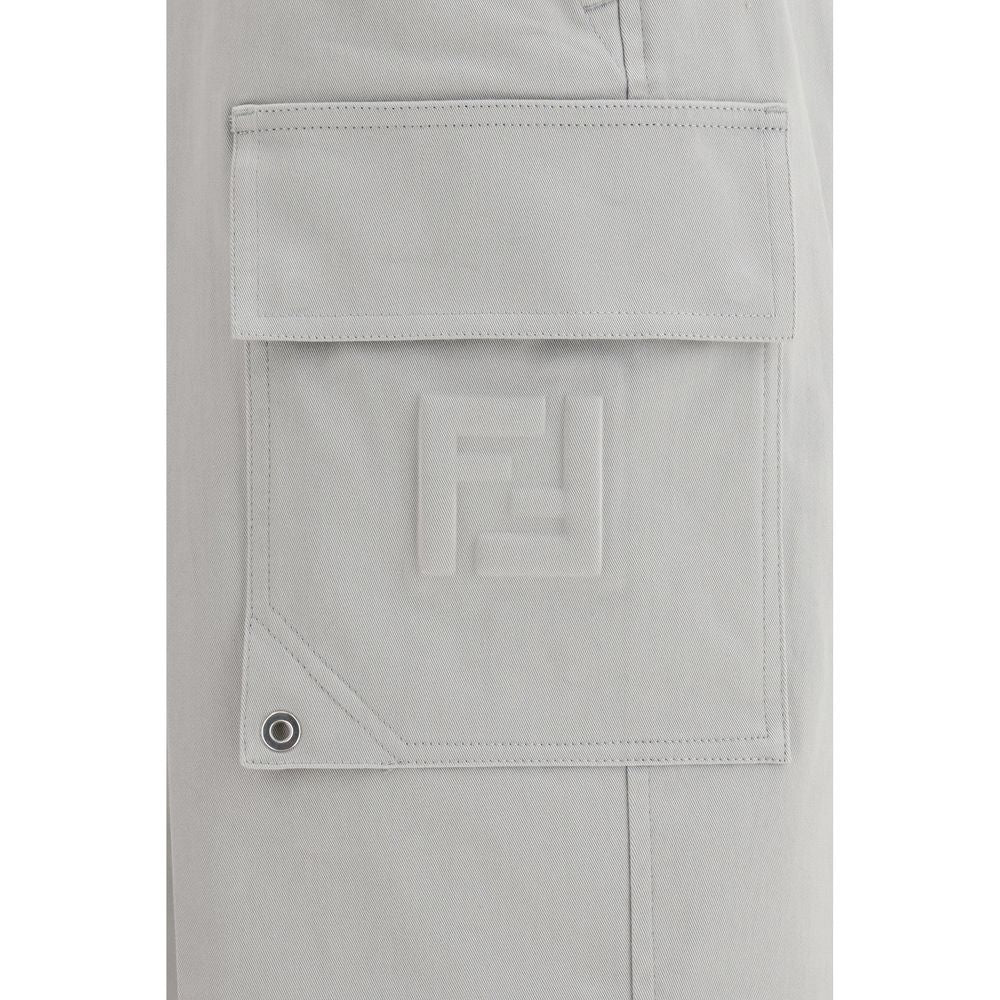 Pantalon cargo Fendi en coton argenté