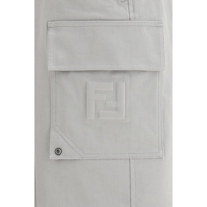 Pantalon cargo Fendi en coton argenté