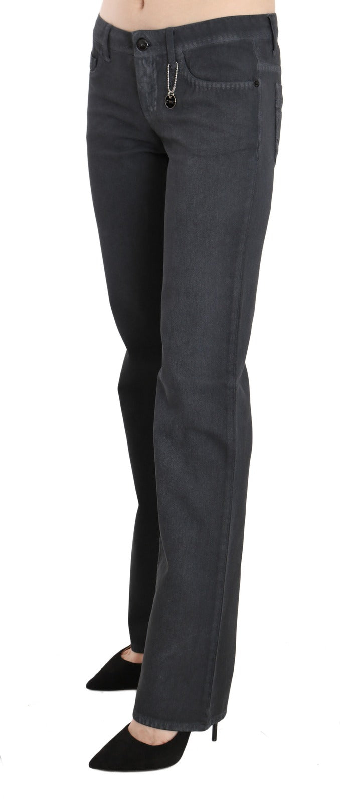 Costume National Gray Low Waist Straight Denim Jeans for Women