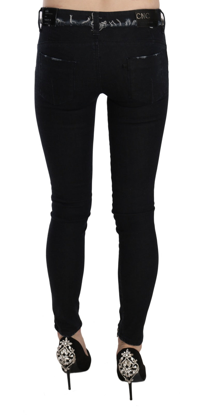 Costume National Black Low Waist Zipper Leg Skinny Jeans