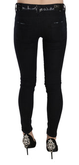 Costume National Black Low Waist Zipper Leg Skinny Jeans