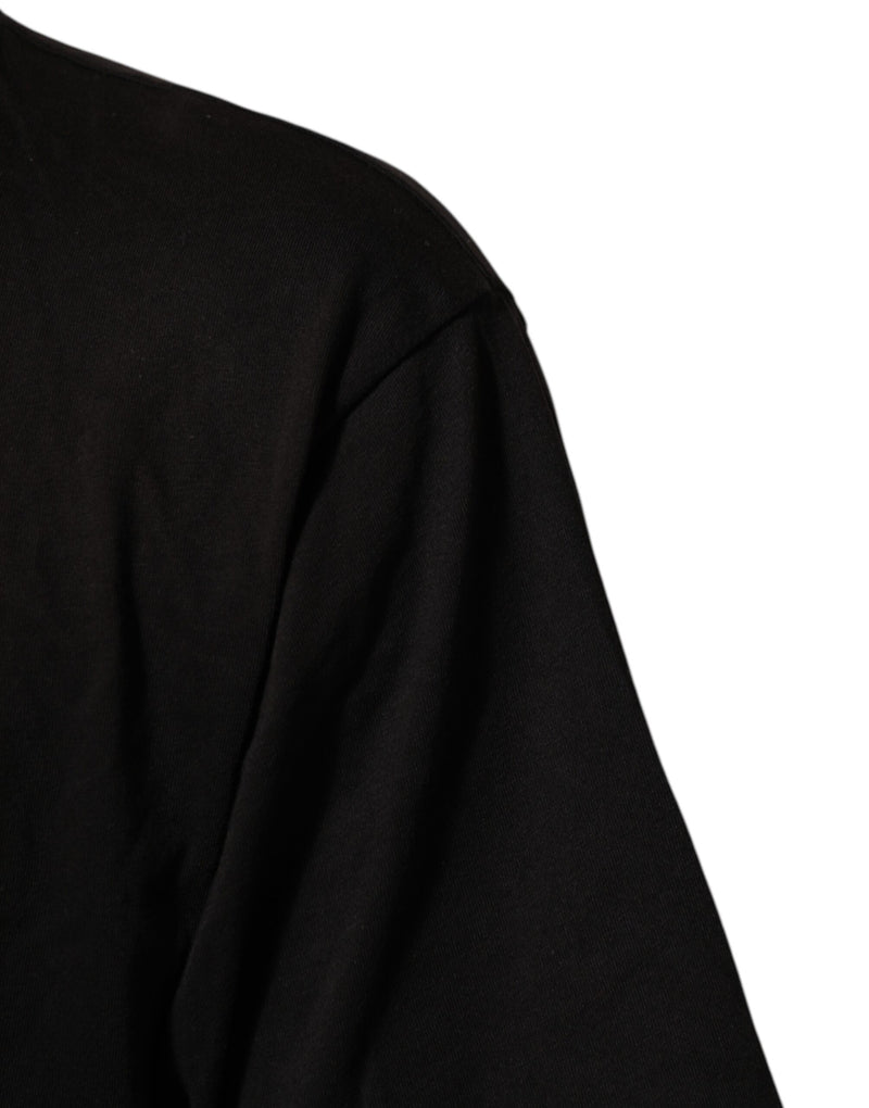 T-shirt en coton à col rond noir avec imprimé du logo Dolce &amp; Gabbana