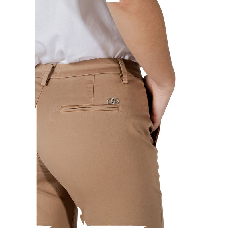 Liu Jo Chino Chic Regular Trousers for Women - Beige